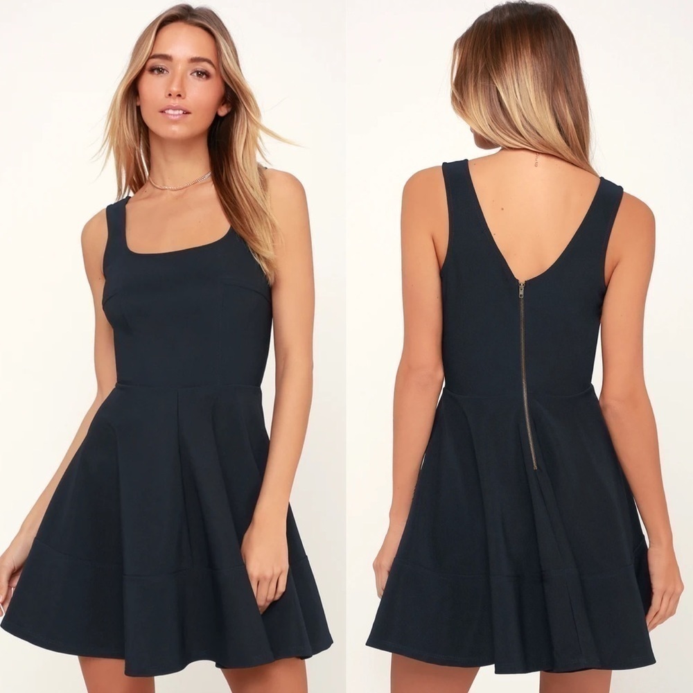 LULU’S Home Before Daylight Navy Blue Dress